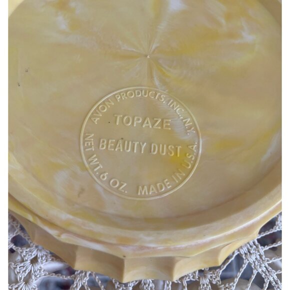 Vintage 1960s Avon Empty Powder Box Topaz Jewel Top Vanity Decor - Picture 5 of 10